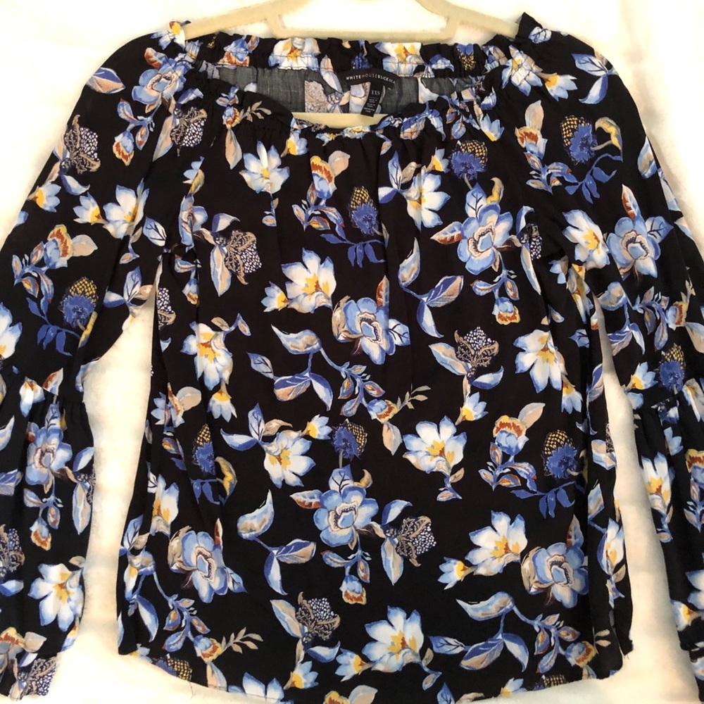 WHBM Blue Floral Top XXS
